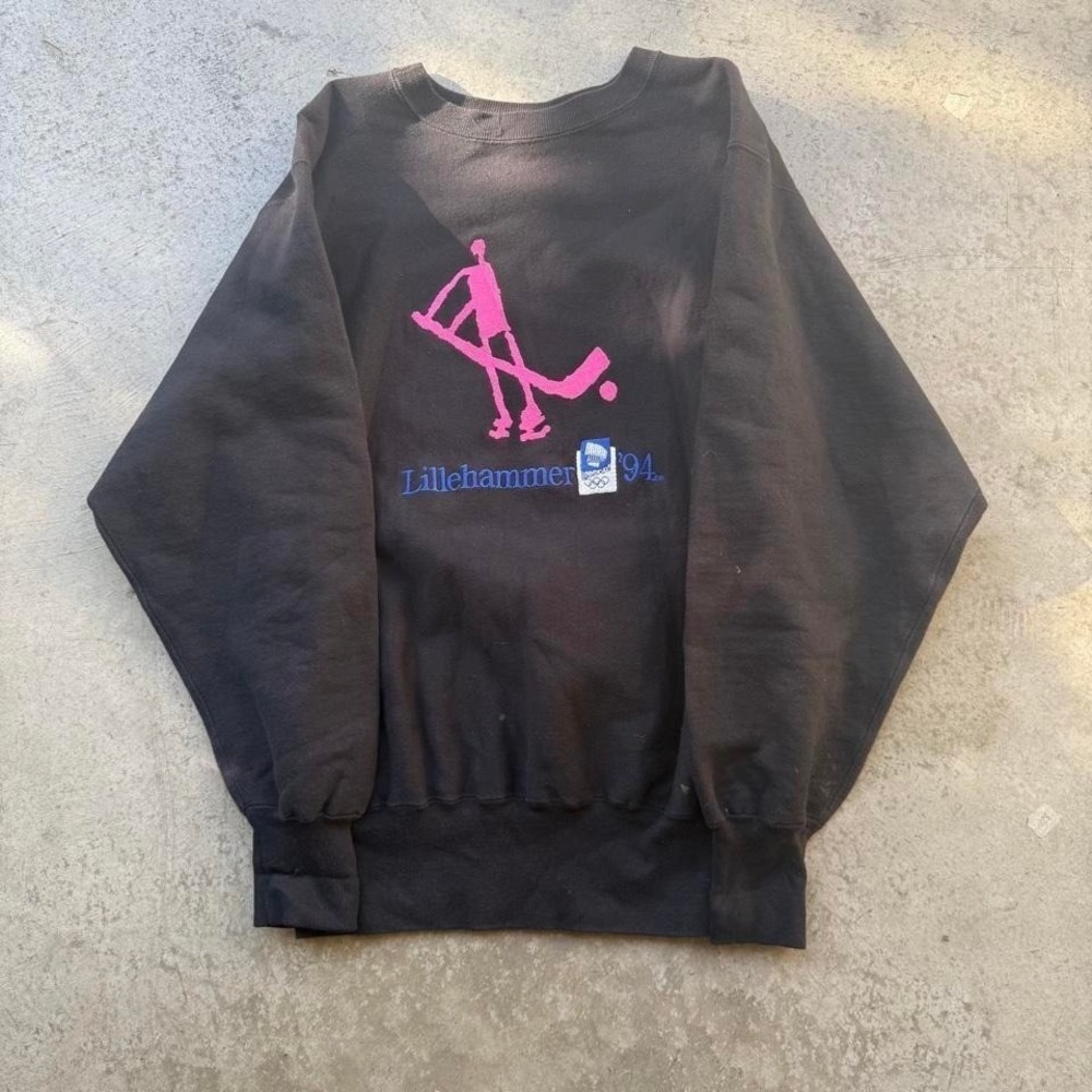 Vintage Champion Reverse Weave 1994 Lillehammer Olympics Black Sweatshirt XL